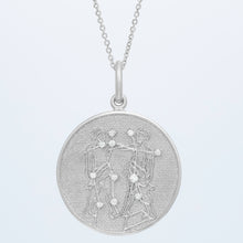Zodiac Midnight Geminis Pendant 14k Solid Gold with Diamonds