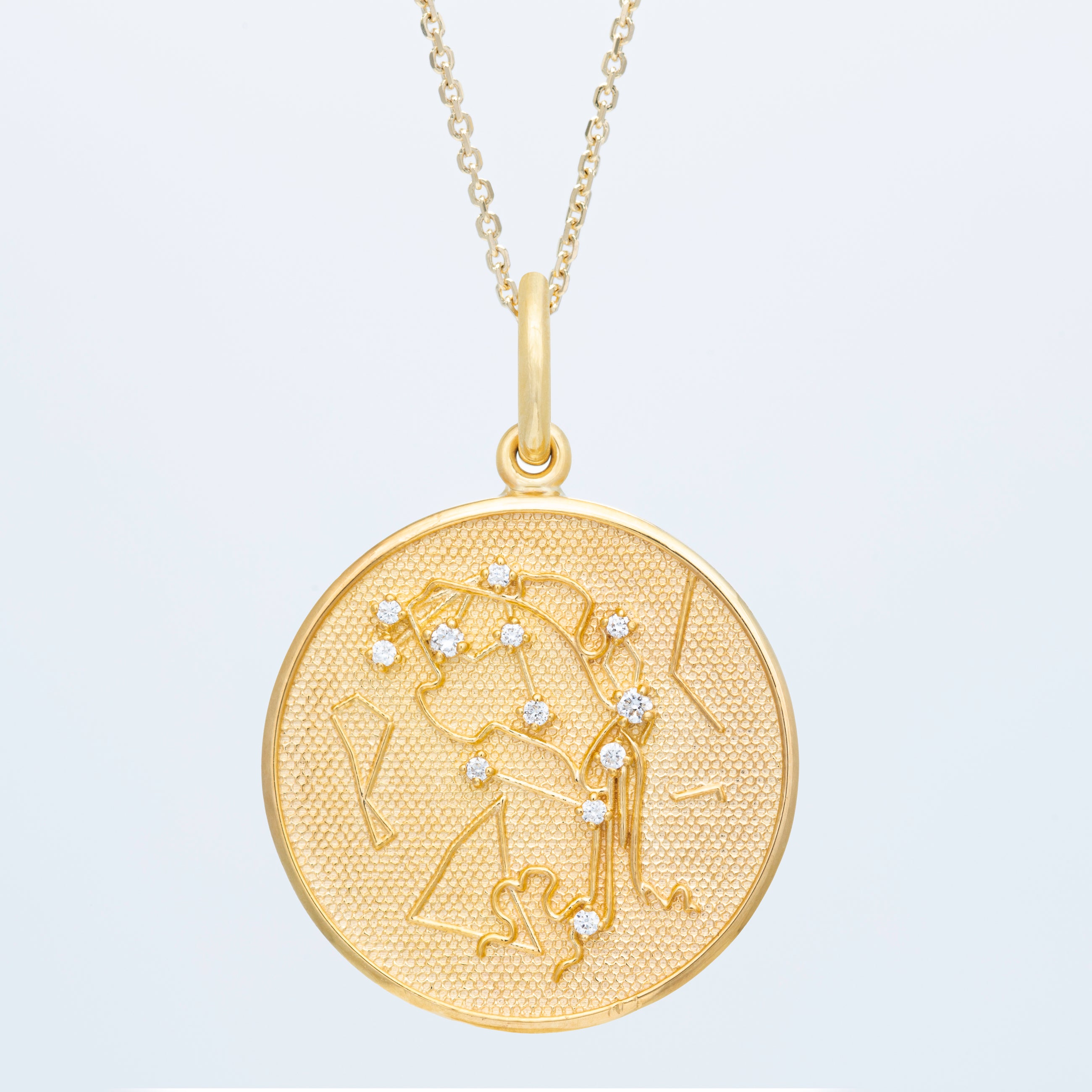 Zodiac Midnight Aquarius Pendant 14k Solid Gold with Diamonds