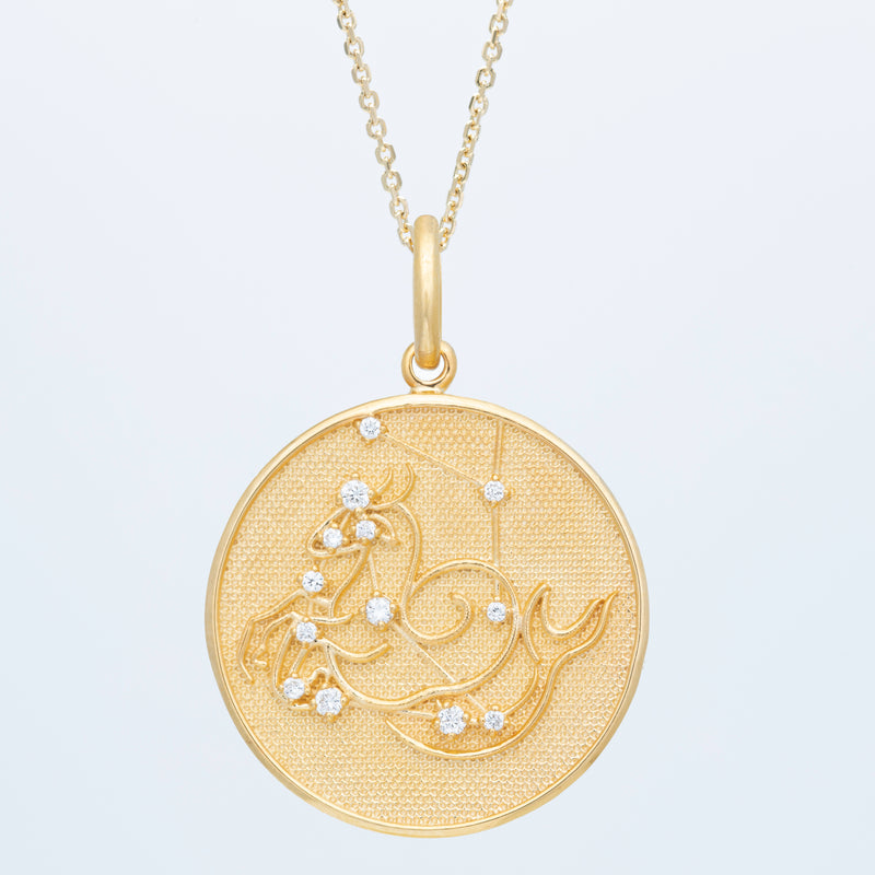 Zodiac Midnight Capricorn Pendant 14k Solid Gold with Diamonds