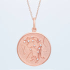 Zodiac Midnight Aquarius Pendant 14k Solid Gold with Diamonds