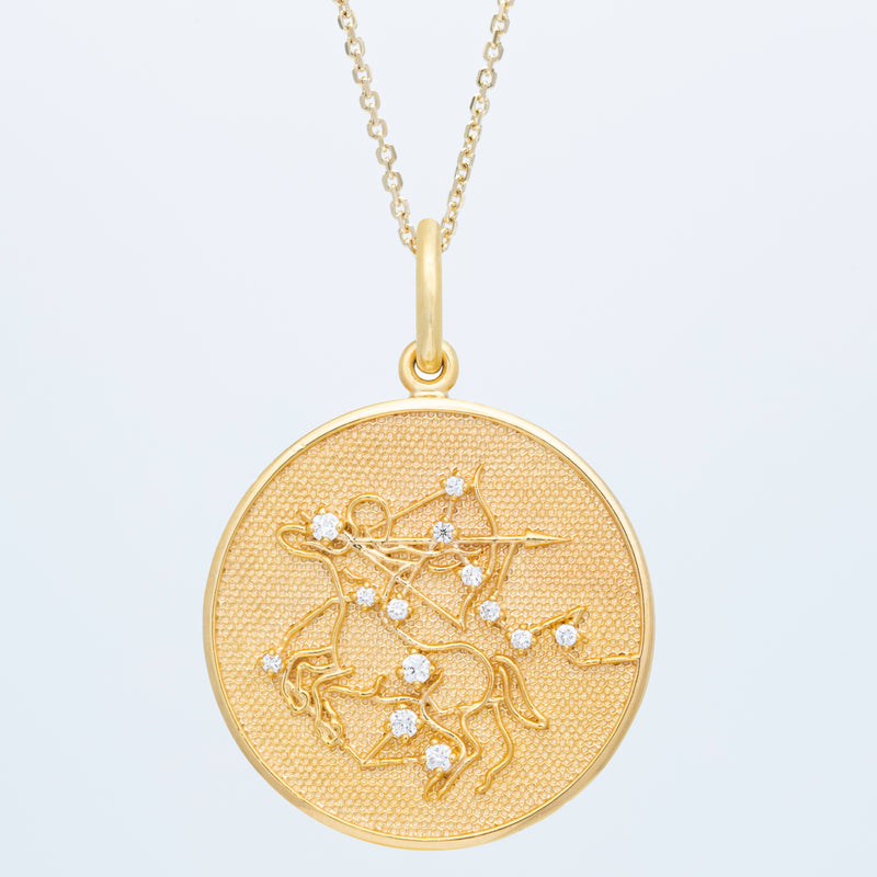 Zodiac Midnight Sagittarius Pendant 14k Solid Gold with Diamonds