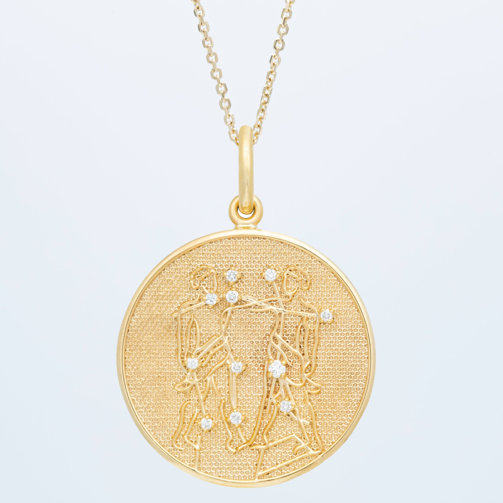 Zodiac Midnight Geminis Pendant 14k Solid Gold with Diamonds