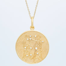 Zodiac Midnight Geminis Pendant 14k Solid Gold with Diamonds