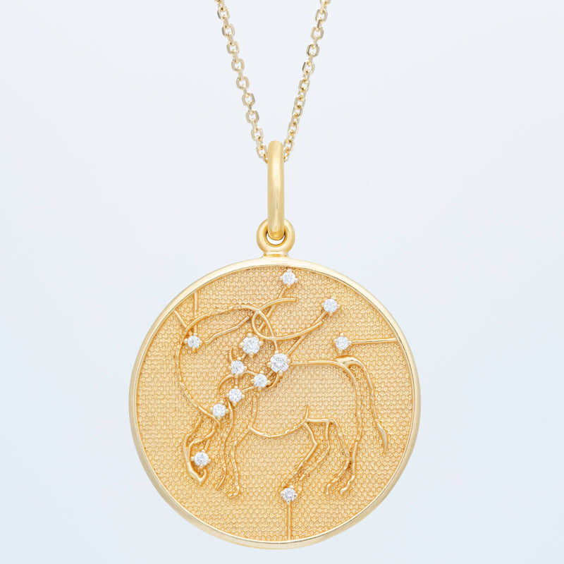 Zodiac Midnight Taurus Pendant 14k Solid Gold with Diamonds