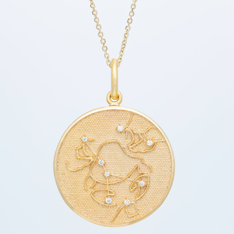 Zodiac Midnight Cancer Pendant 14k Solid Gold with Diamonds