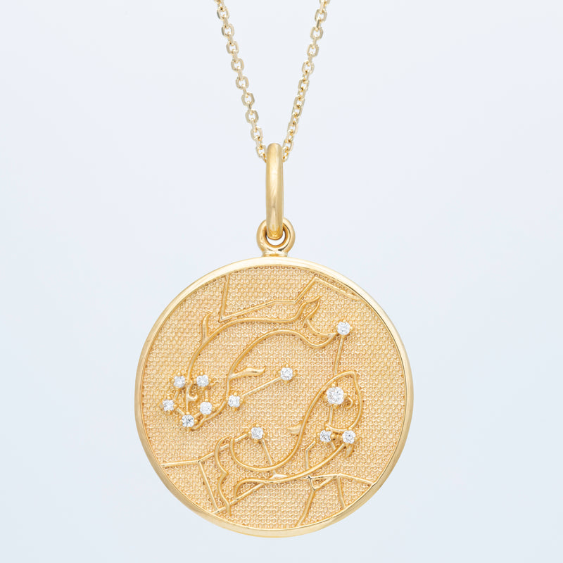 Zodiac Midnight Pisces Pendant 14k Solid Gold with Diamonds