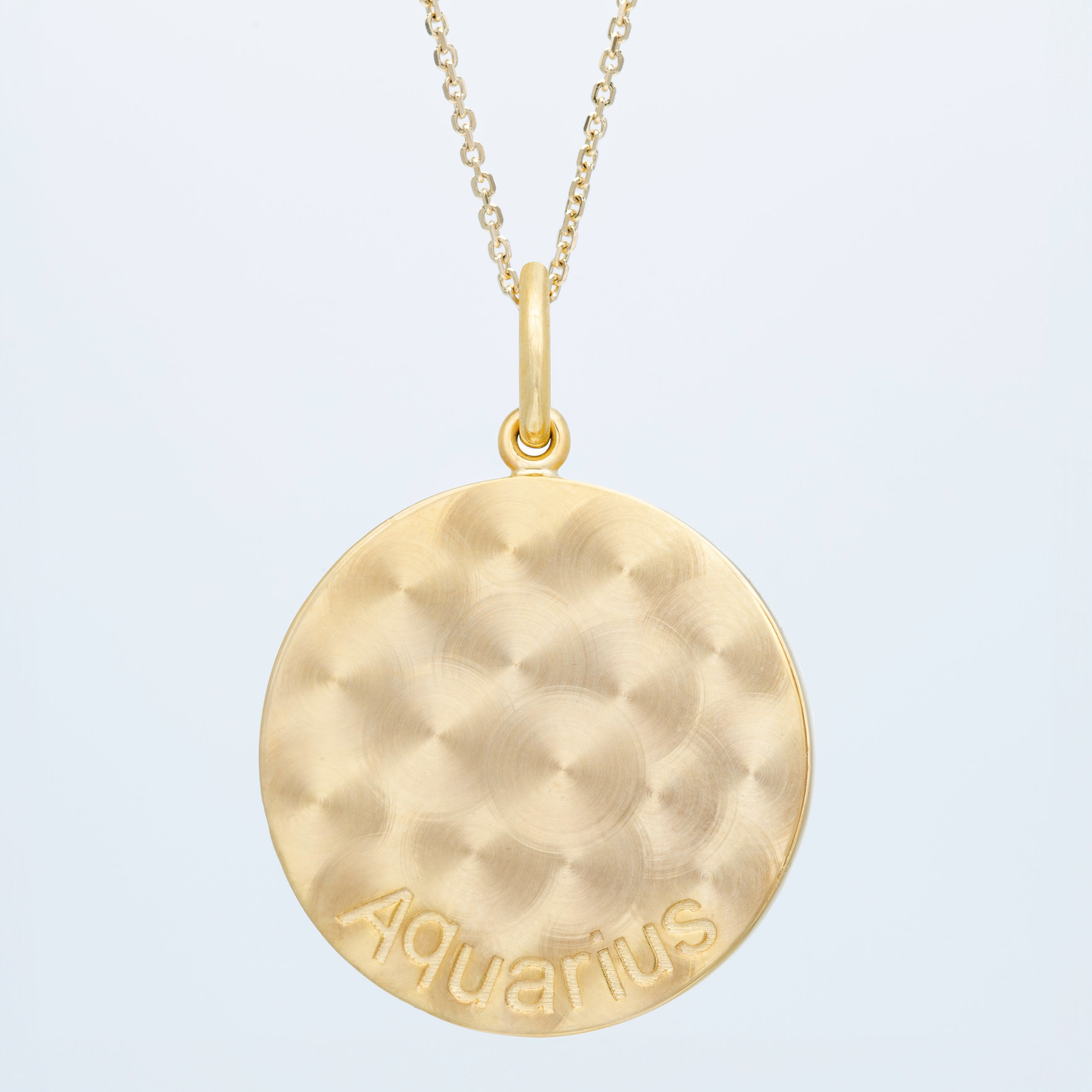 Zodiac Midnight Aquarius Pendant 14k Solid Gold with Diamonds