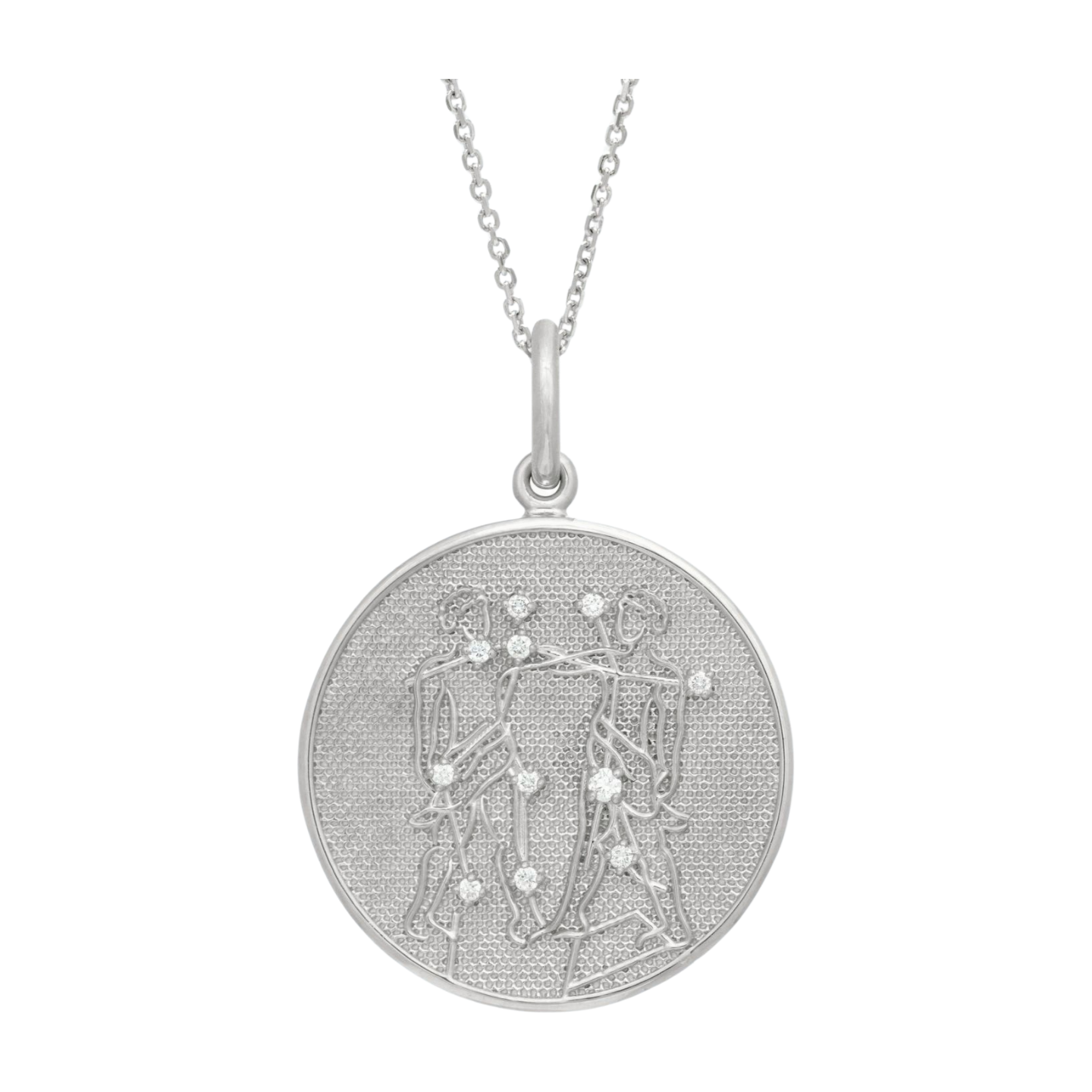Zodiac Midnight Geminis Pendant 925 Sterling Silver with Diamonds