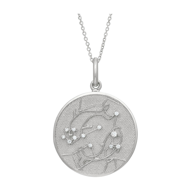 Zodiac Midnight Pisces Pendant 925 Sterling Silver with Diamonds