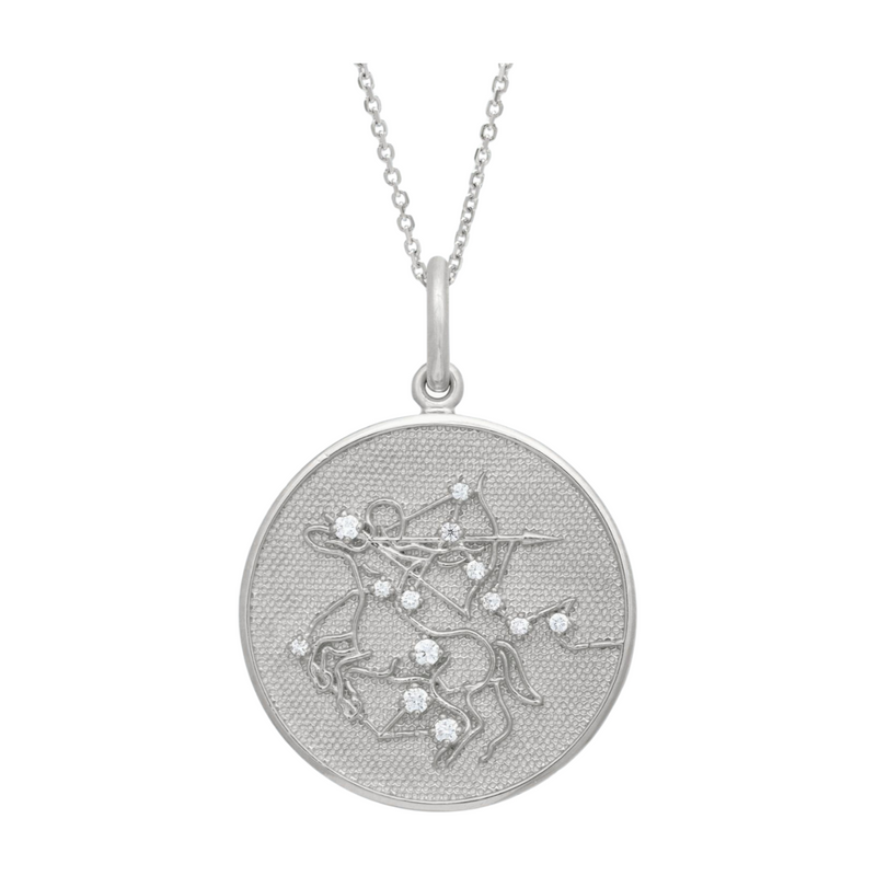 Zodiac Midnight Sagittarius Pendant 925 Sterling Silver with Diamonds