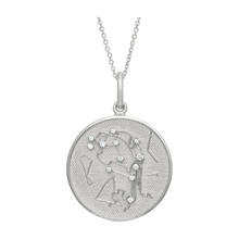 Zodiac Midnight Aquarius Pendant 925 Sterling Silver with Diamonds
