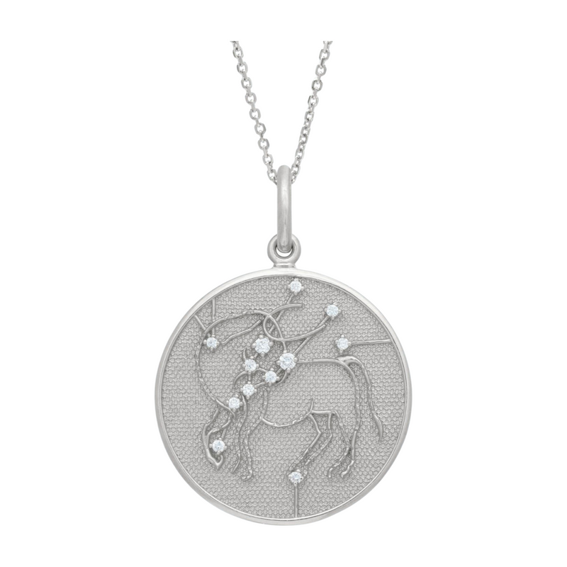 Zodiac Midnight Taurus Pendant 925 Sterling Silver with Diamonds