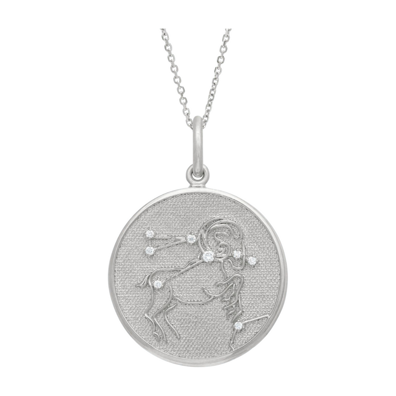 Zodiac Midnight Aries Pendant 925 Sterling Silver with Diamonds